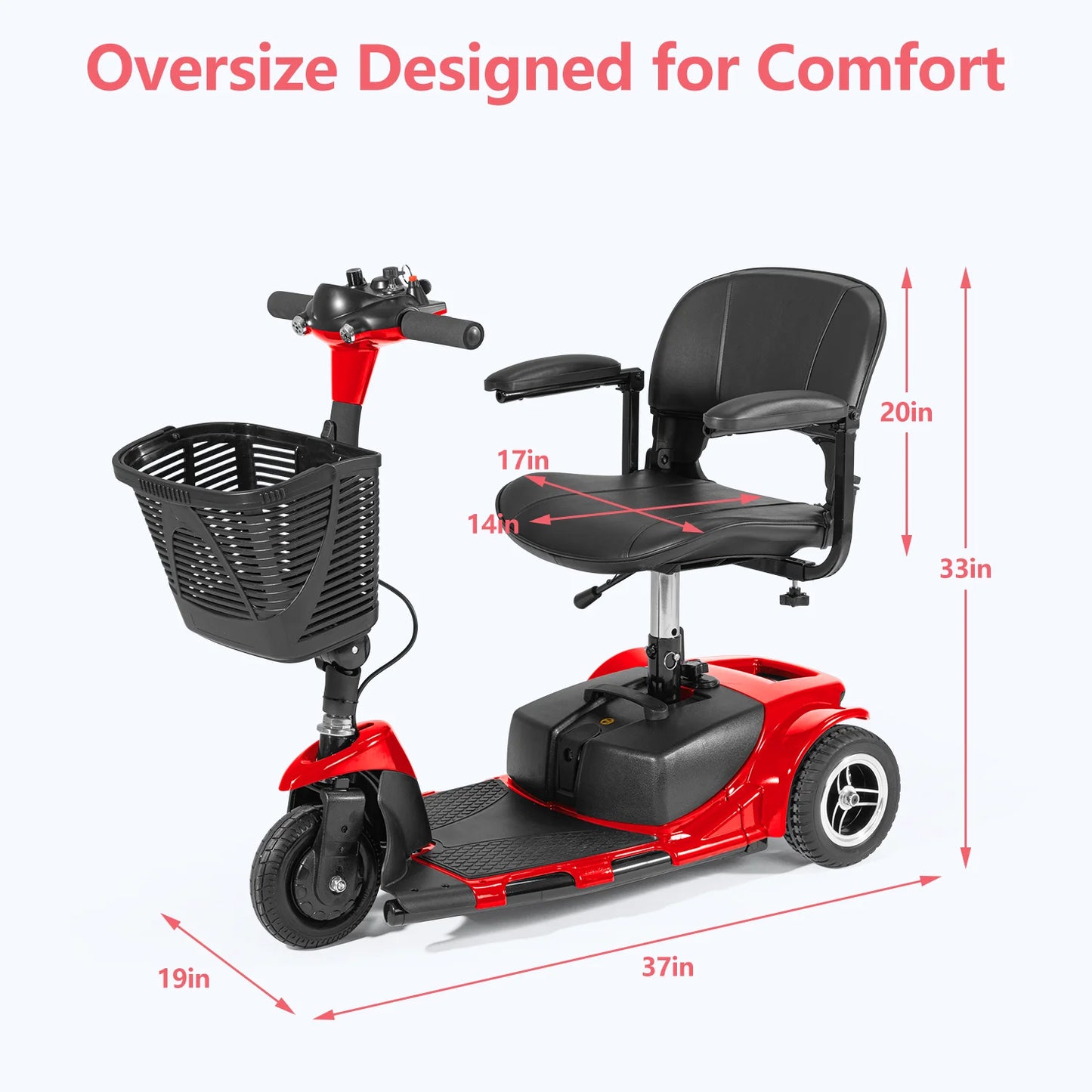 3 Wheel Folding Mobility Scooter for Seniors, Electric Powered Wheelchair Device