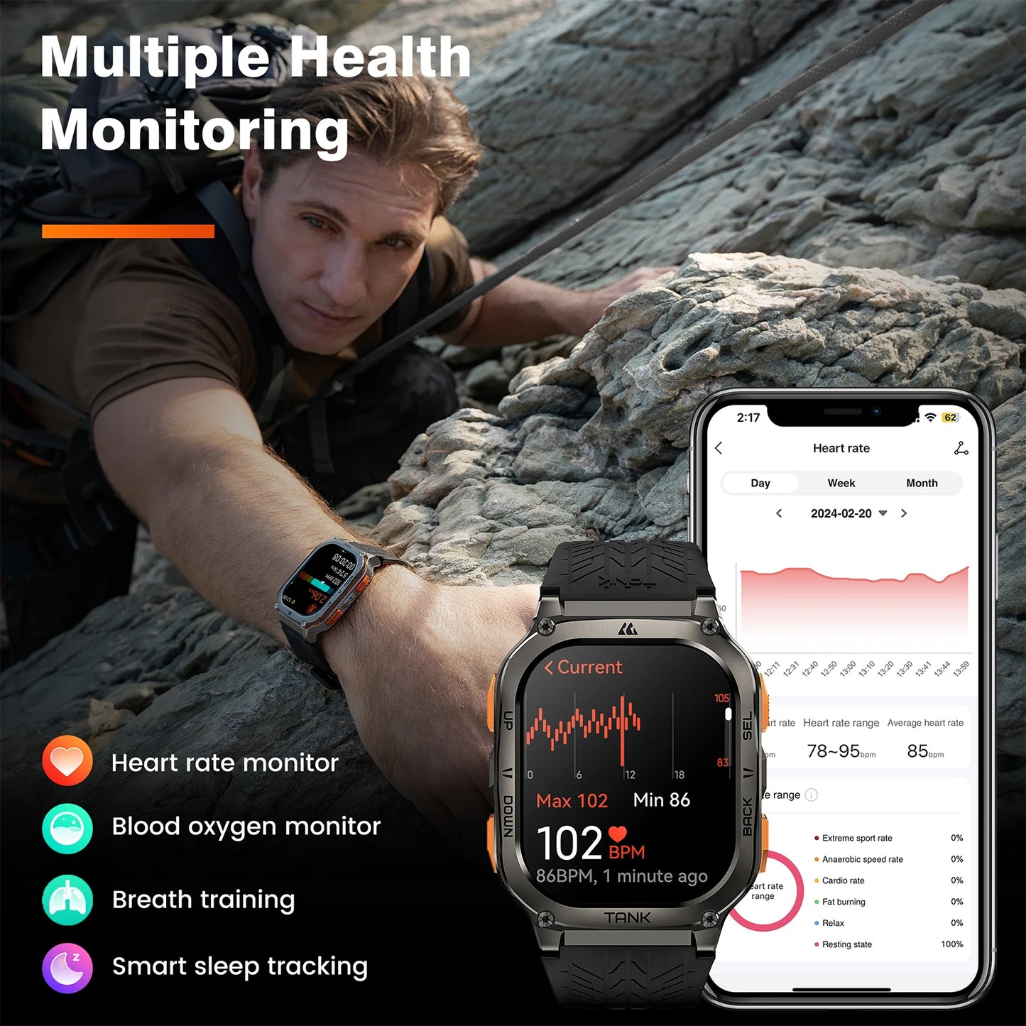 Ultra GPS Smart Watch For Men Smartwatch 480mAh Waterproof Digital Fitness